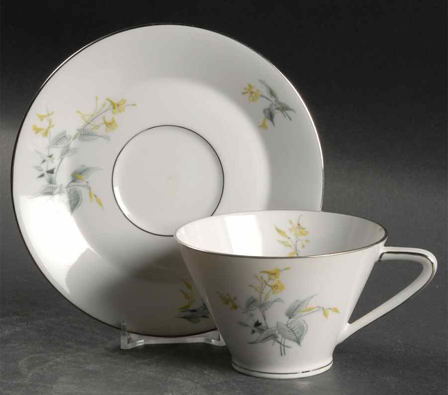 Spring Bouquet (Platinum) Flat Cup & Saucer Set by Royal Tettau-1