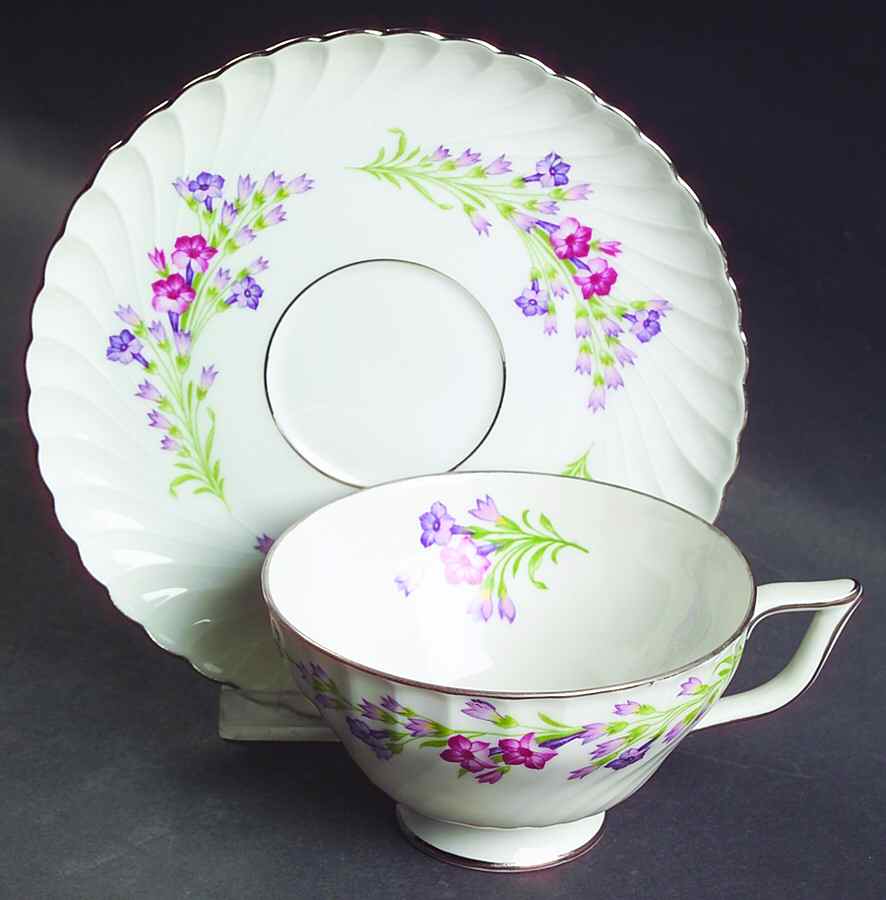 Spring Wreath Footed Cup & Saucer Set by Royal Tettau-1