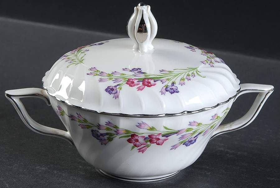 Spring Wreath Sugar Bowl & Lid by Royal Tettau-1