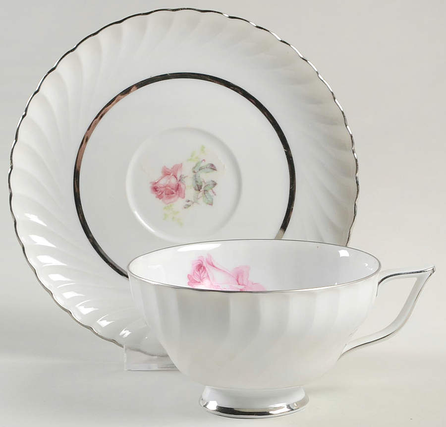 Sterling Rose Footed Cup & Saucer Set by Royal Tettau-1