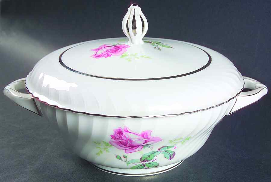 Sterling Rose Round Covered Vegetable by Royal Tettau-1