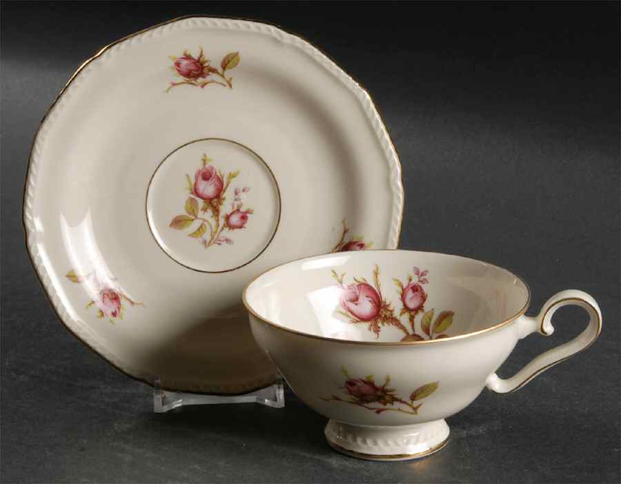 Trellis Rose Footed Cup & Saucer Set by Royal Tettau-1