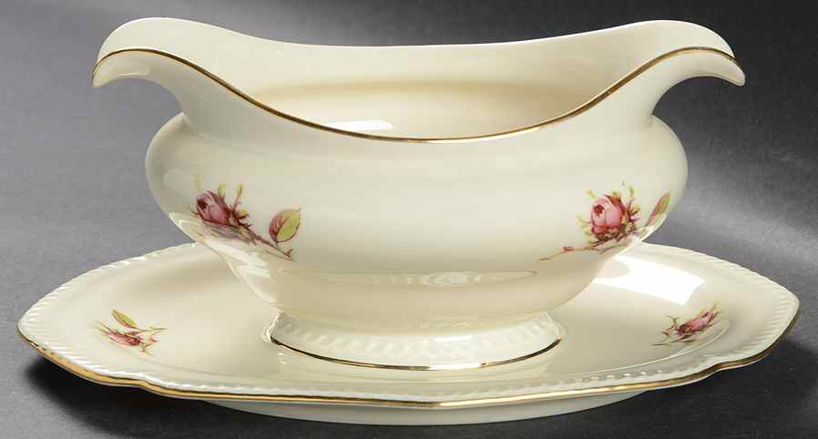 Trellis Rose Gravy Boat with Attached Underplate by Royal Tettau-1
