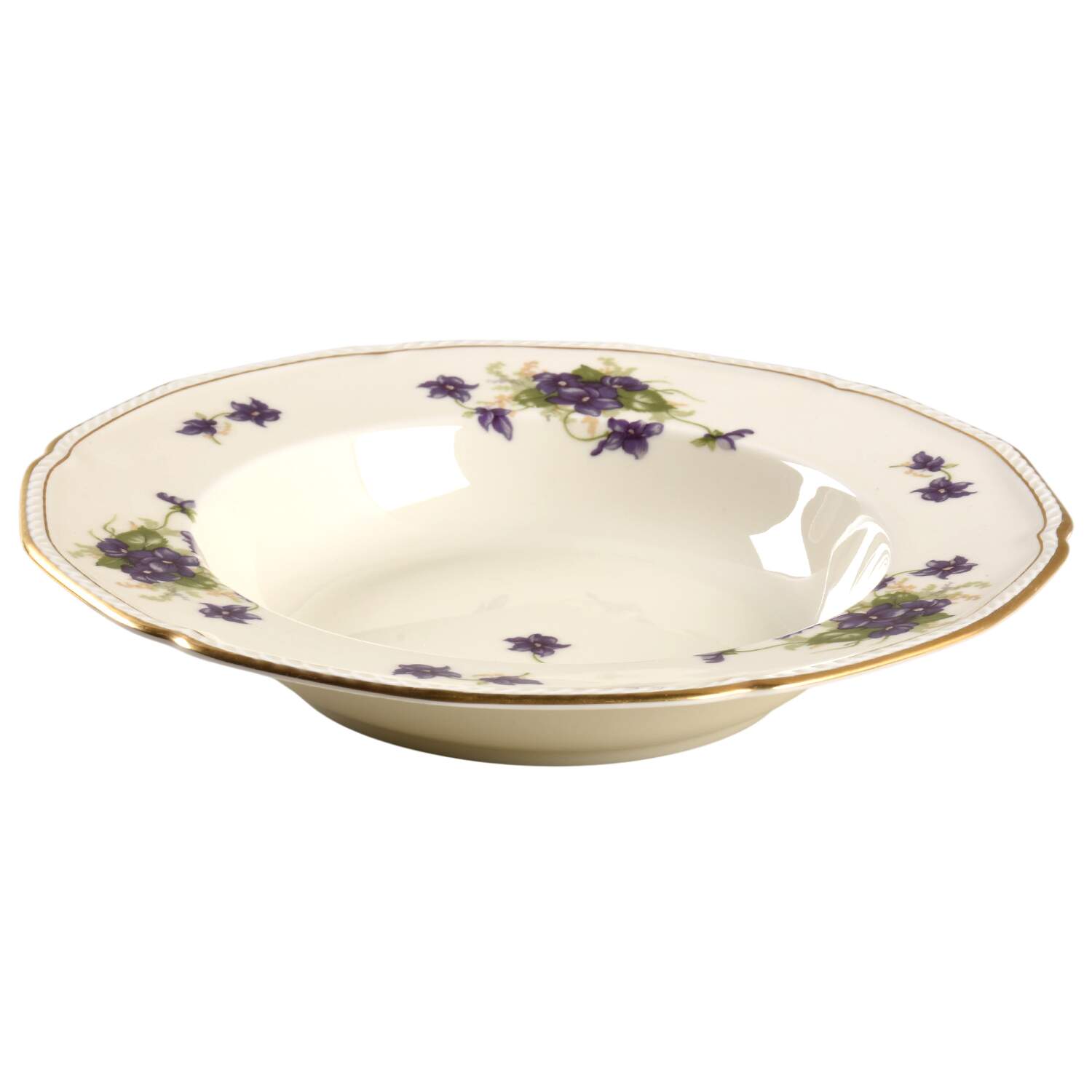 Violet (Gold Trim) Rim Soup Bowl by Royal Tettau-1