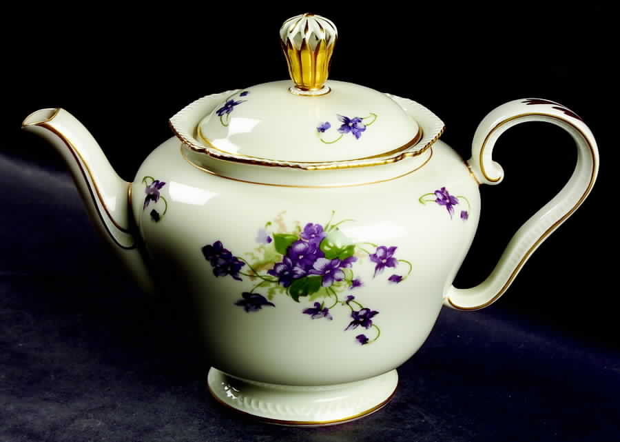 Violet (Gold Trim) Teapot & Lid by Royal Tettau-1