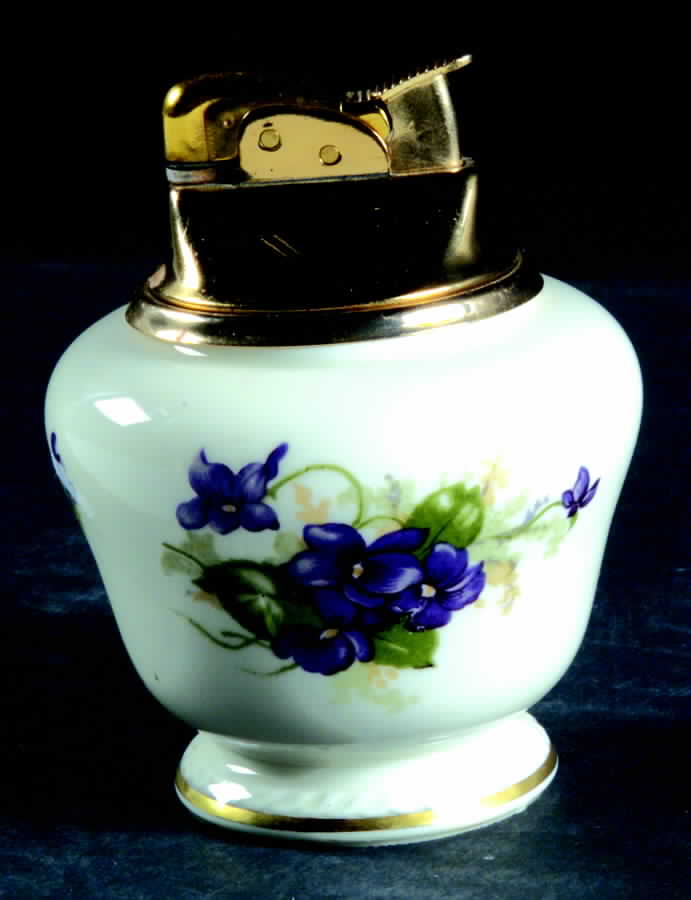 Violet (Gold Trim) Cigarette Lighter by Royal Tettau-1