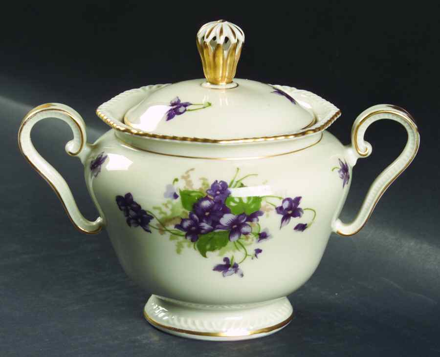 Violet (Gold Trim) Sugar Bowl & Lid by Royal Tettau-1