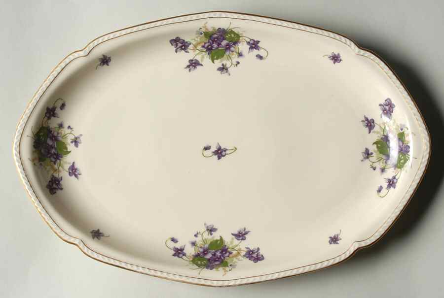 Violet (Gold Trim) 14" Oval Serving Platter by Royal Tettau-1