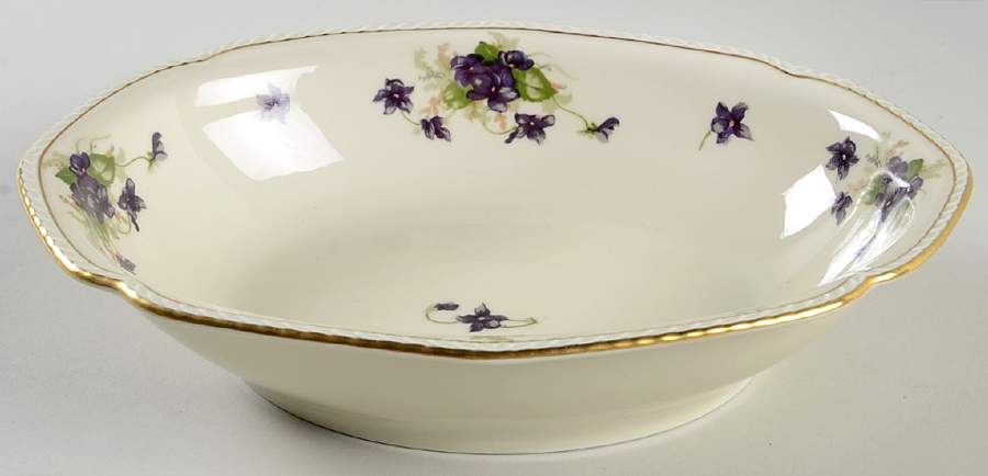 Violet (Gold Trim) 9" Oval Vegetable Bowl by Royal Tettau-1