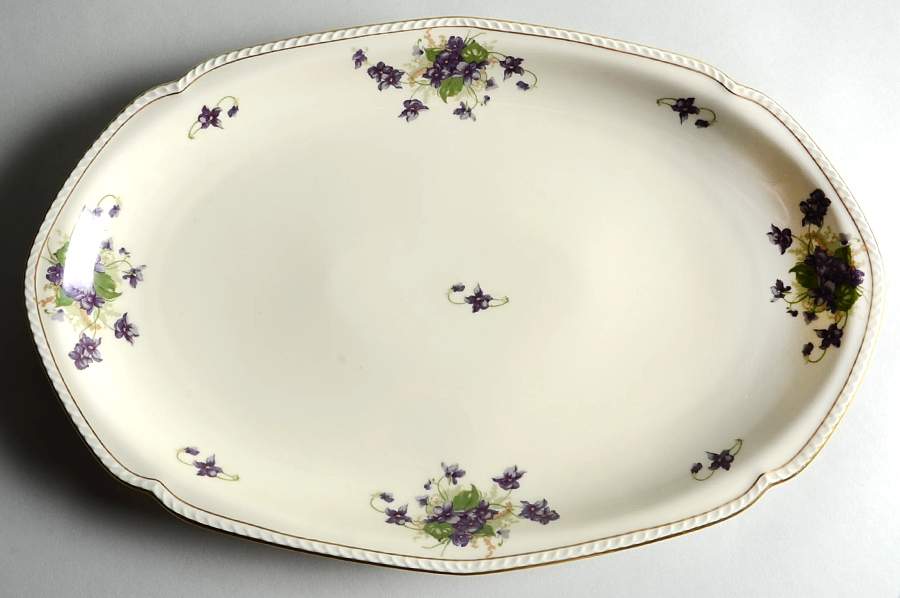 Violet (Gold Trim) 16" Oval Serving Platter by Royal Tettau-1