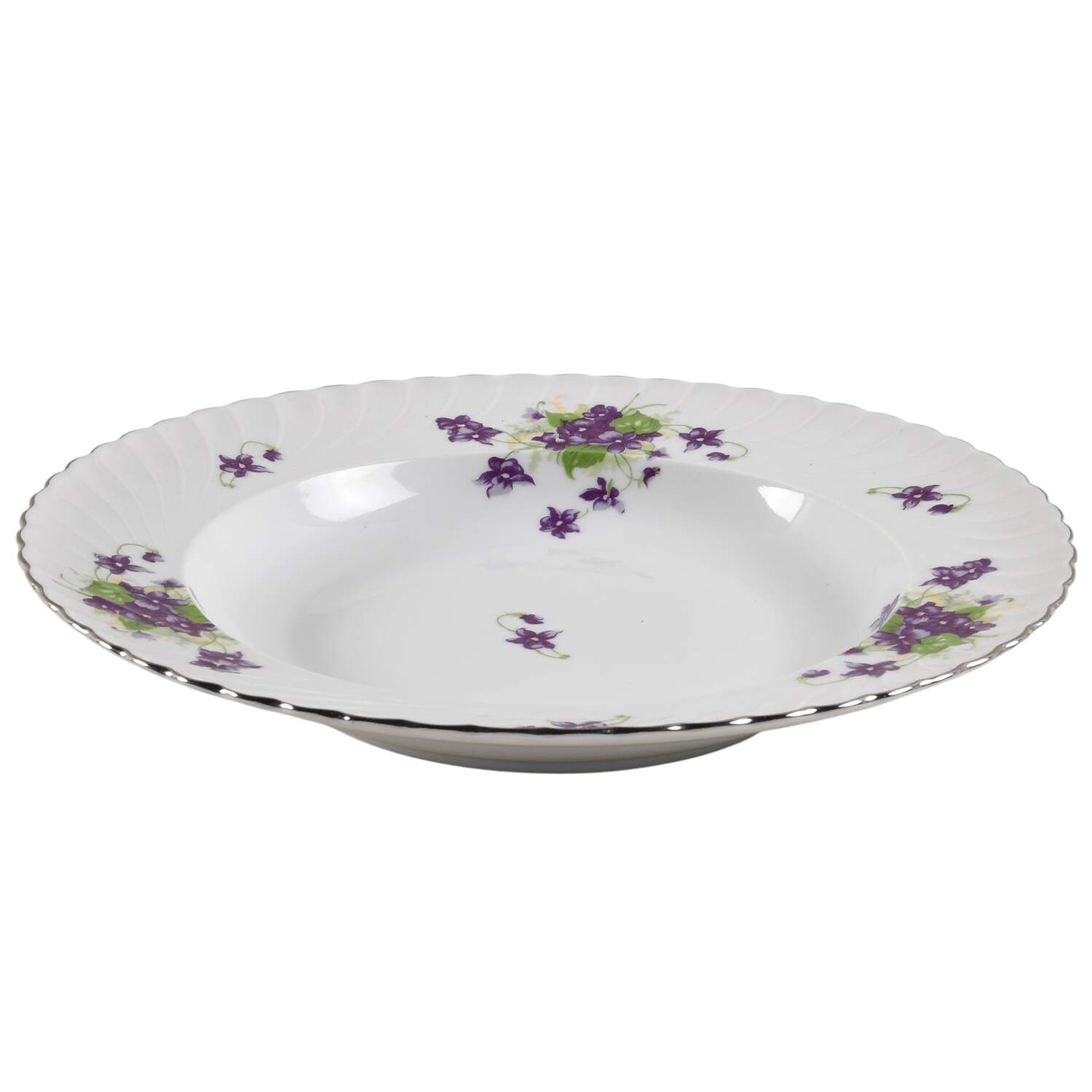 Viola (Platinum Trim) Large Rim Soup Bowl by Royal Tettau-1