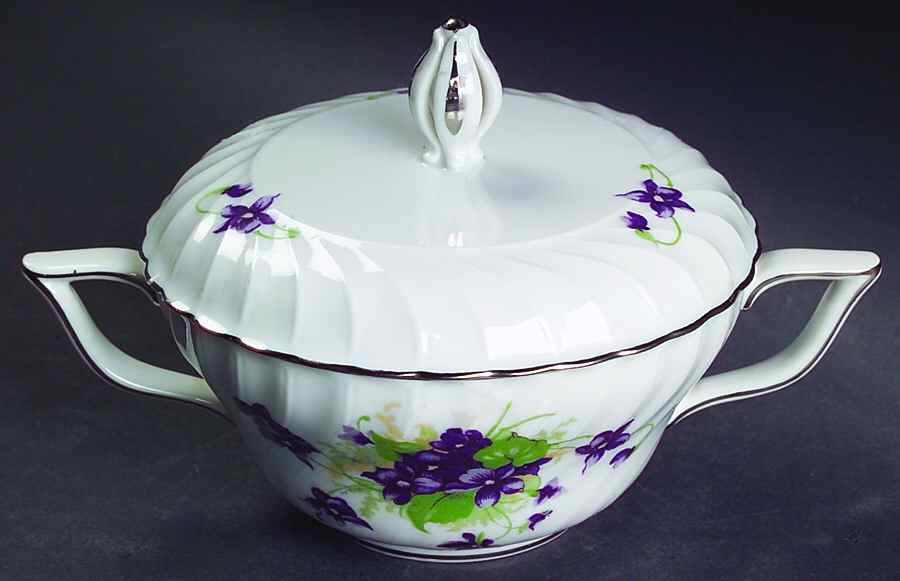 Viola (Platinum Trim) Sugar Bowl & Lid by Royal Tettau-1