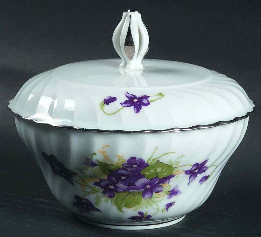 Viola (Platinum Trim) Sugar Bowl & Lid by Royal Tettau-1