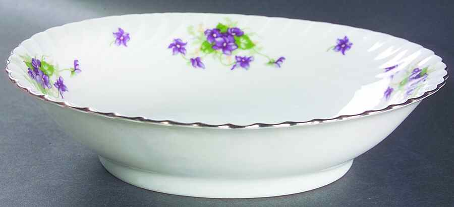 Viola (Platinum Trim) 9" Oval Vegetable Bowl by Royal Tettau-1