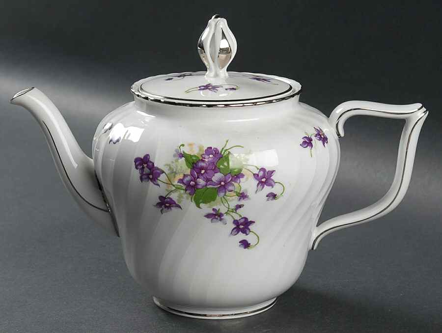 Viola (Platinum Trim) Teapot & Lid by Royal Tettau-1