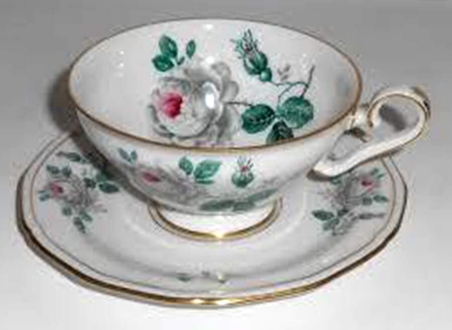 White Rose Footed Cup & Saucer Set by Royal Tettau-1