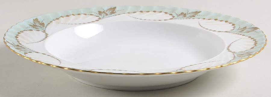 Yvonne Blue Green Large Rim Soup Bowl by Royal Tettau-1
