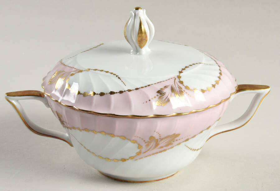 Yvonne Pink Sugar Bowl & Lid by Royal Tettau-1