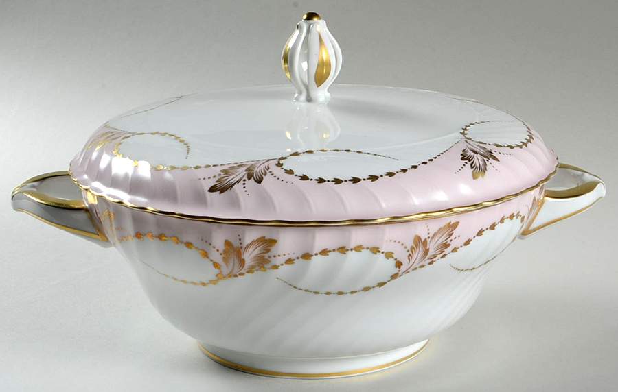 Yvonne Pink Round Covered Vegetable by Royal Tettau-1