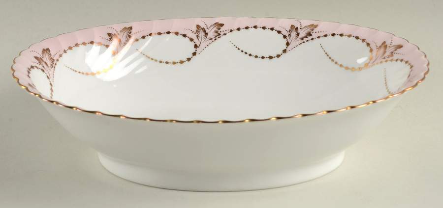 Yvonne Pink 9" Oval Vegetable Bowl by Royal Tettau-1