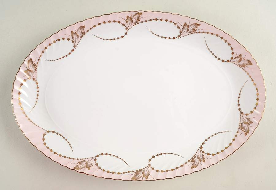Yvonne Pink 13" Oval Serving Platter by Royal Tettau-1