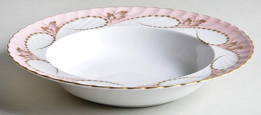 Yvonne Pink Rim Soup Bowl by Royal Tettau-1