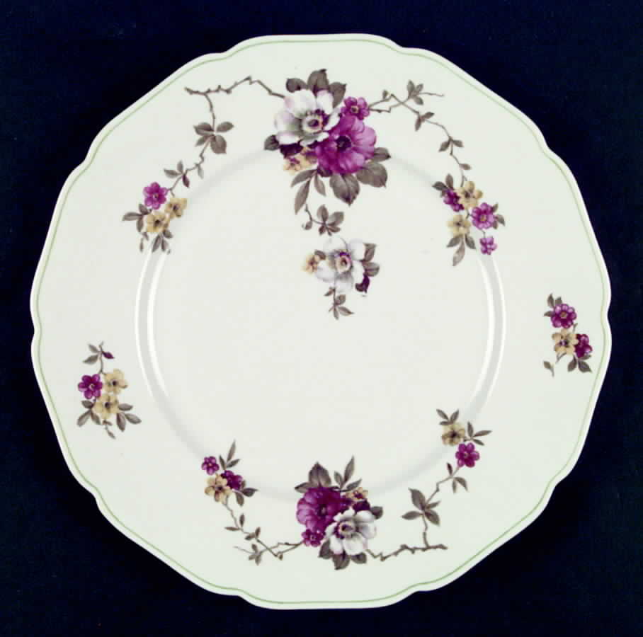 Apple Blossom (Green Trim) Dinner Plate by Royal York (Germany)-1