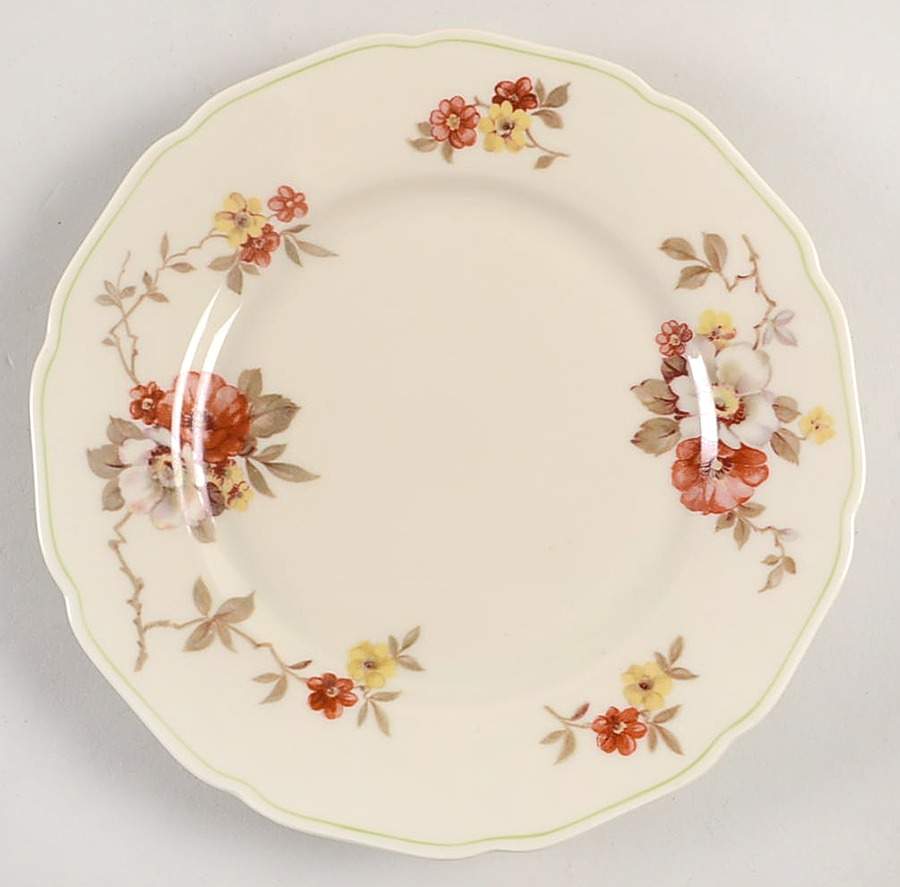 Apple Blossom (Green Trim) Salad Plate by Royal York (Germany)-1