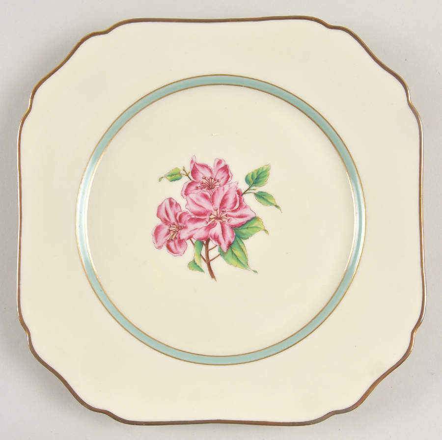 Apple Blossom Celeste Square Salad Plate by Royal York (Germany)-1
