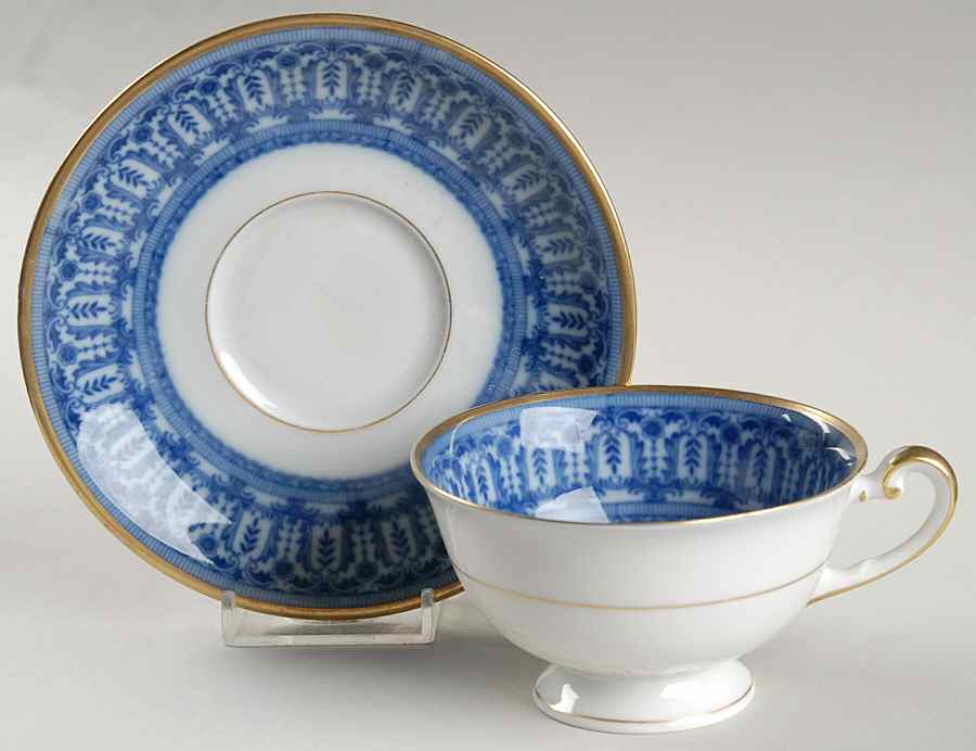 Blue Canton Footed Cup & Saucer Set by Royal York (Germany)-1