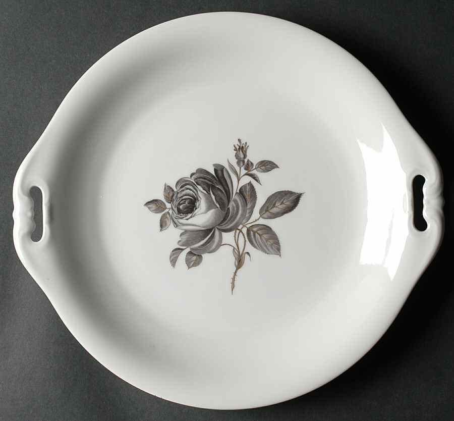Black Rose Handled Cake Plate by Royal York (Germany)-1