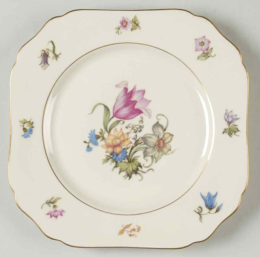 Bridal Bouquet Square Salad Plate by Royal York (Germany)-1