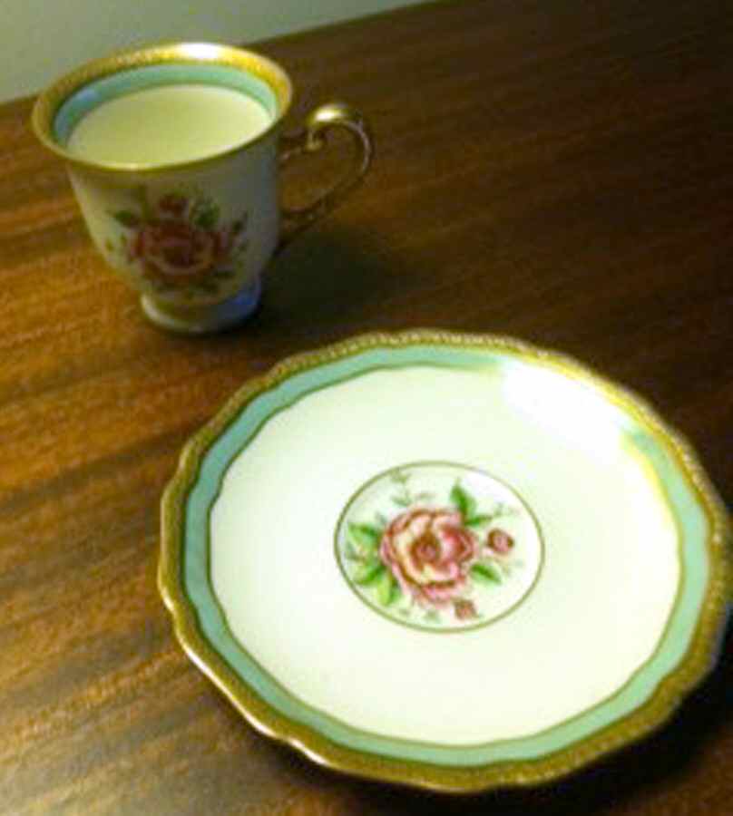 Evening Rose Footed Demitasse Cup & Saucer Set by Royal York (Germany)-1