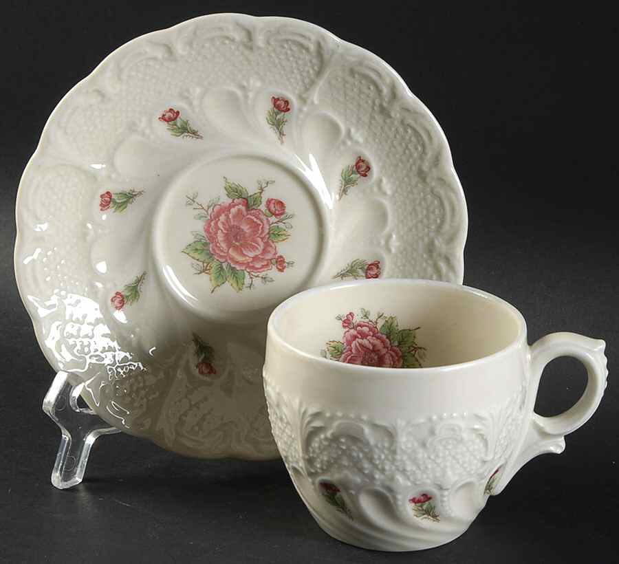 Flora Rose Flat Cup & Saucer Set by Royal York (Germany)-1