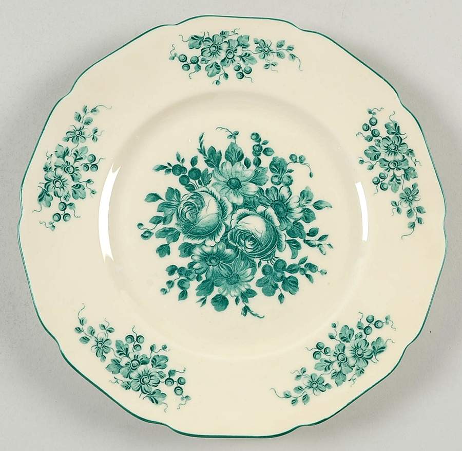 Green Roses Luncheon Plate by Royal York (Germany)-1