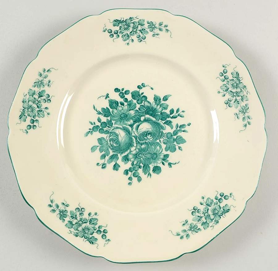 Green Roses Dinner Plate by Royal York (Germany)-1