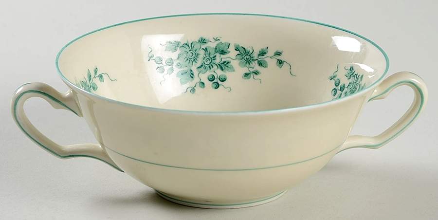 Green Roses Flat Cream Soup Bowl by Royal York (Germany)-1