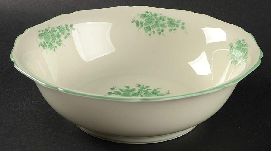 Green Roses 8" Round Vegetable Bowl by Royal York (Germany)-1