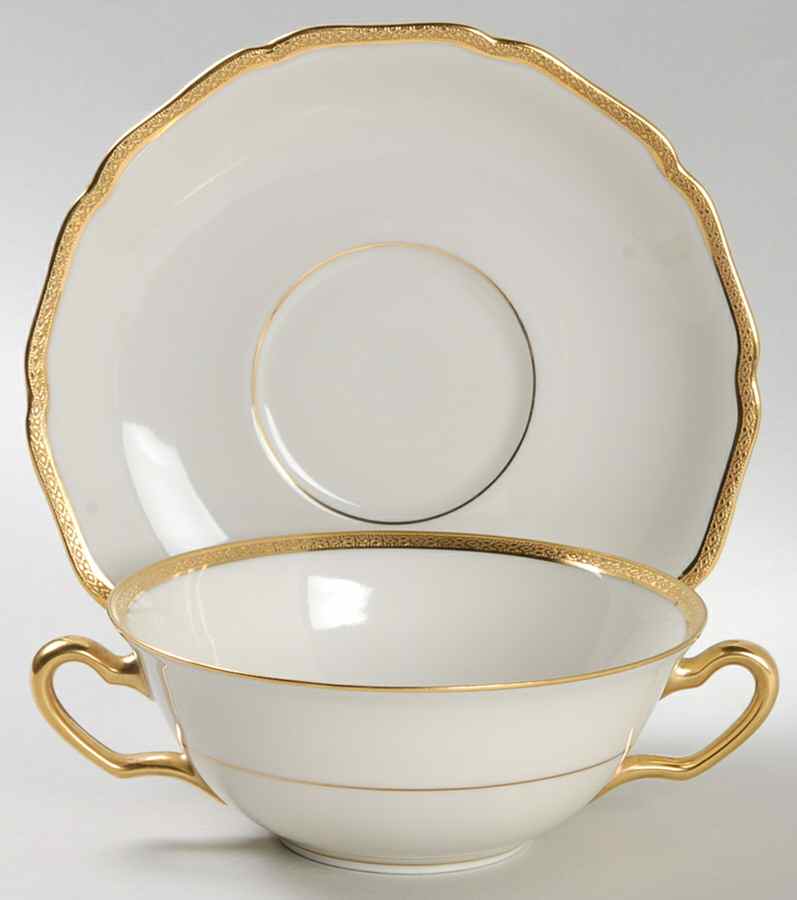 Lucretia Flat Cream Soup Bowl & Saucer Set by Royal York (Germany)-1