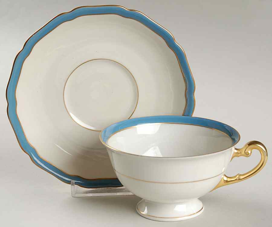 Mediterranean Blue Footed Cup & Saucer Set by Royal York (Germany)-1
