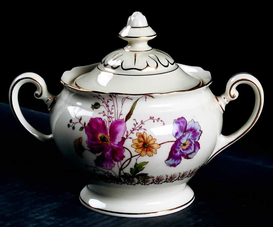 Poppy Sugar Bowl & Lid by Royal York (Germany)-1