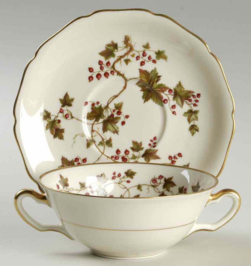 Summer Vine Flat Cream Soup Bowl & Saucer Set by Royal York (Germany)-1