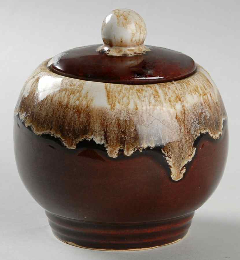 Brown Drip Sugar Bowl & Lid by Robinson - Ransbottom-1