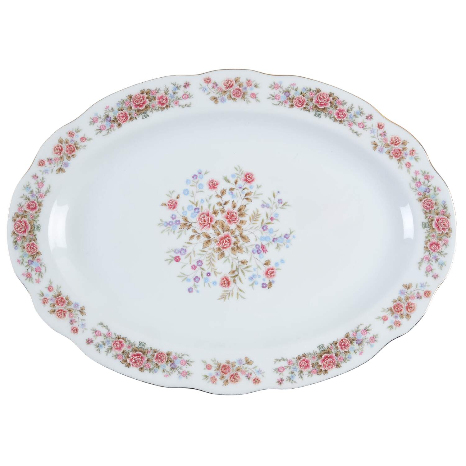 RSA1 (Scalloped) 13" Oval Serving Platter by Red Sea-1
