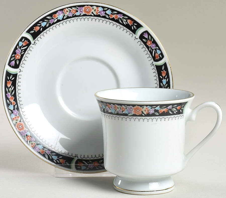 Anna Footed Cup & Saucer Set by Red Sea-1