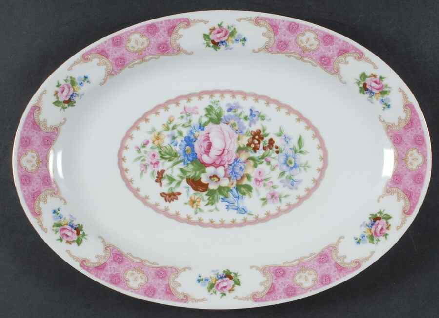 Spring Garden (Gold Trim) 14" Oval Serving Platter by Red Sea-1