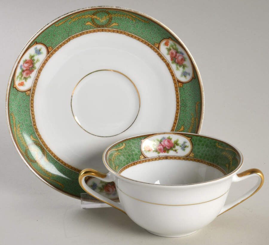 Shagreen Bouillon Cup & Saucer by Royal Schwarzburg-1