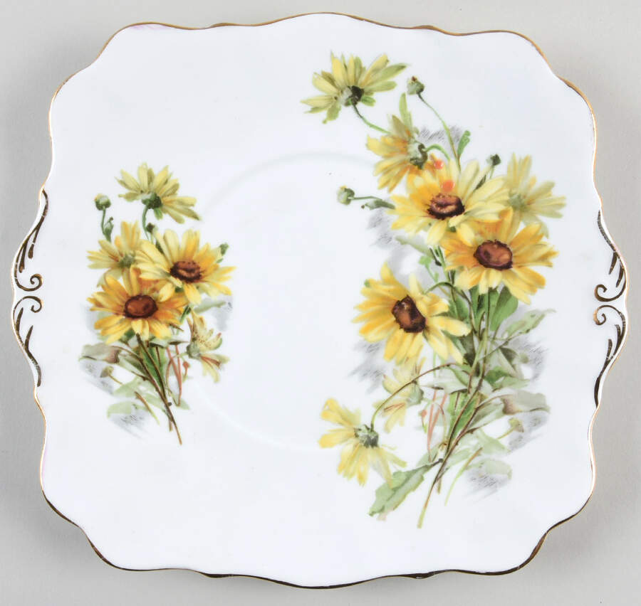 Brown Eyed Susan Square Handled Cake Plate by Royal Standard-1