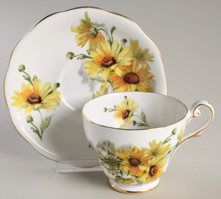 Brown Eyed Susan Footed Cup & Saucer Set by Royal Standard-1