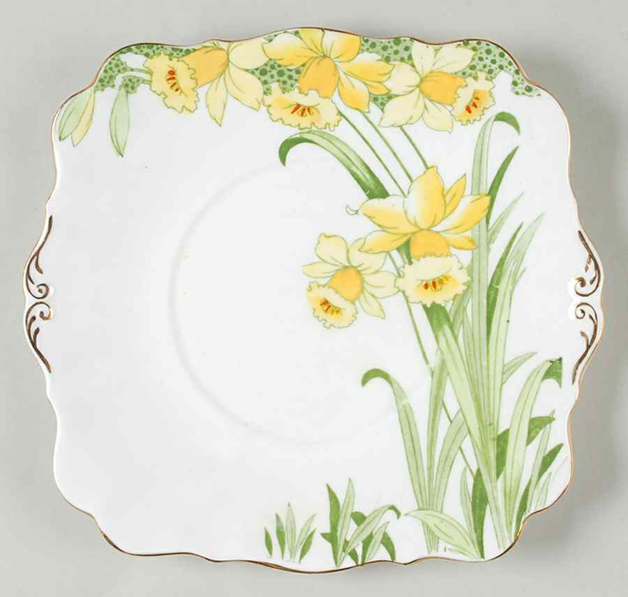 Daffodils Square Handled Cake Plate by Royal Standard-1